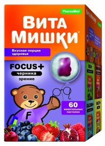 ВитаМишки Фокус+черника пастилки жеват. №60
