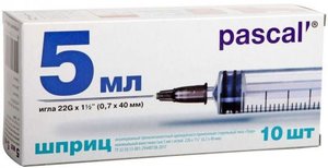 Шприц 3-х комп 5мл Луер с иглой 22G (0,7*40) №10